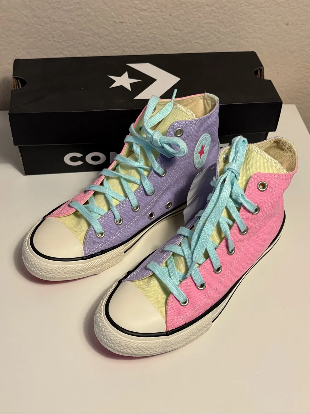 NEW Converse Chuck Taylor All Star Hi Kids Junior Colorblock Pink Purple 663996C